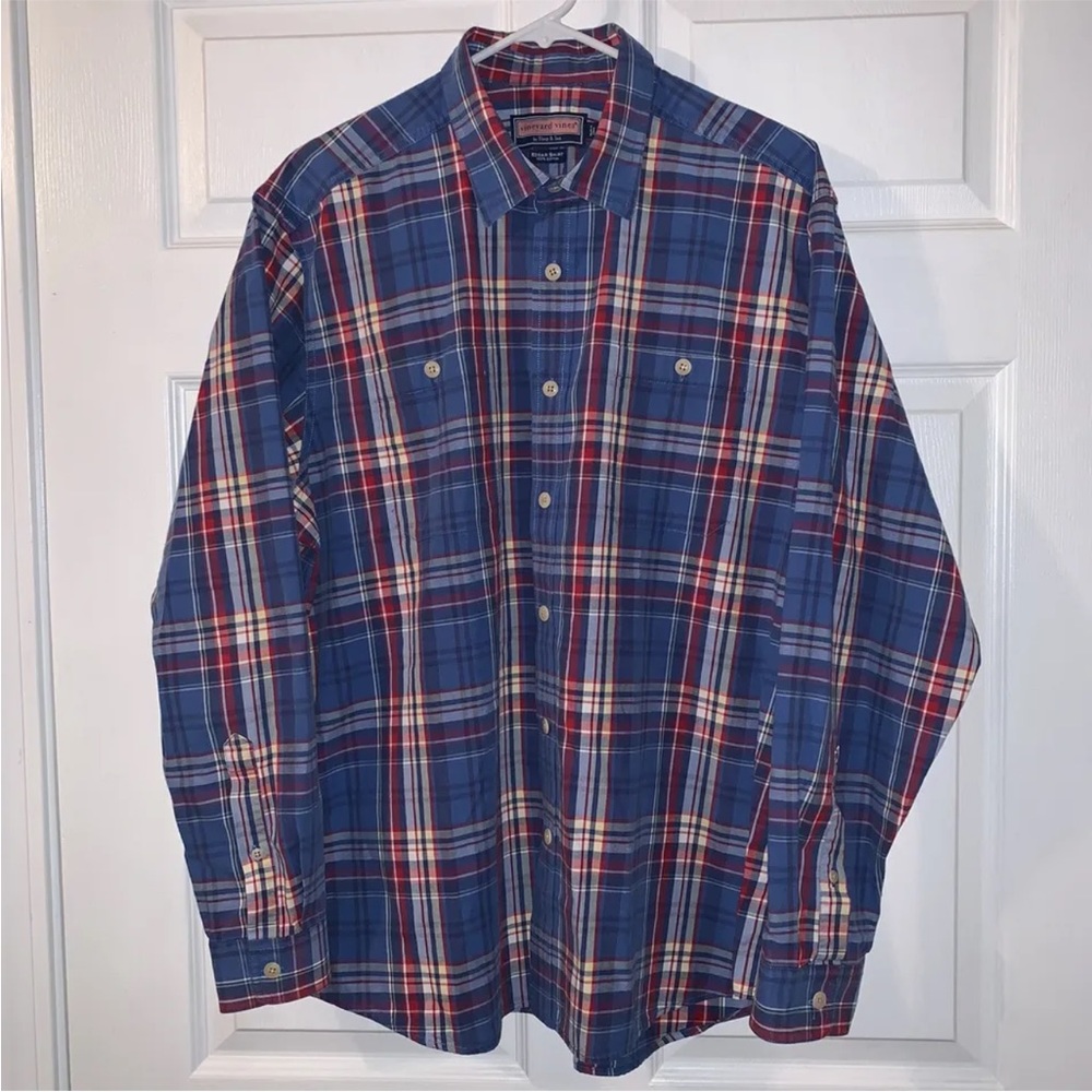 Men’s XL Vineyard Vines COIN TOSS EDGAR SHIRT Classic Fit Blue Plaid PERFECT